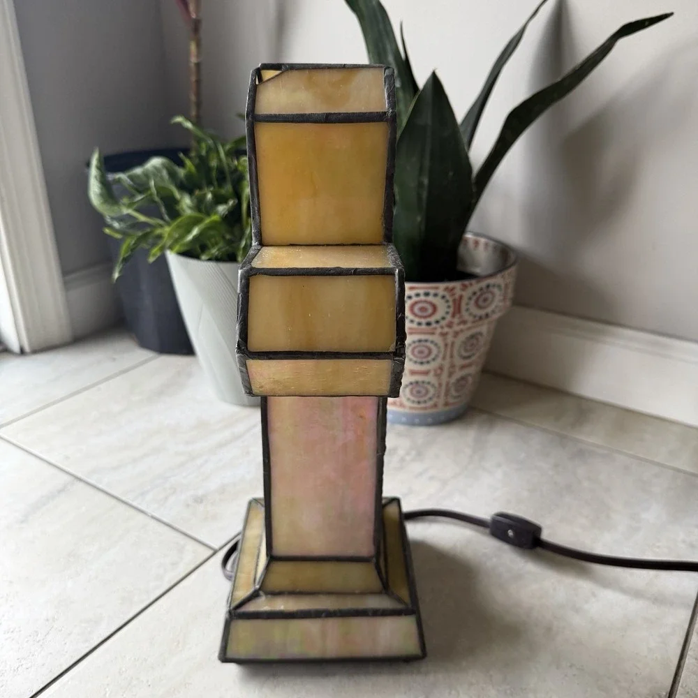 River of Goods Tiffany Style Genuine Art Glass Cross Accent‎ Lamp Night Light